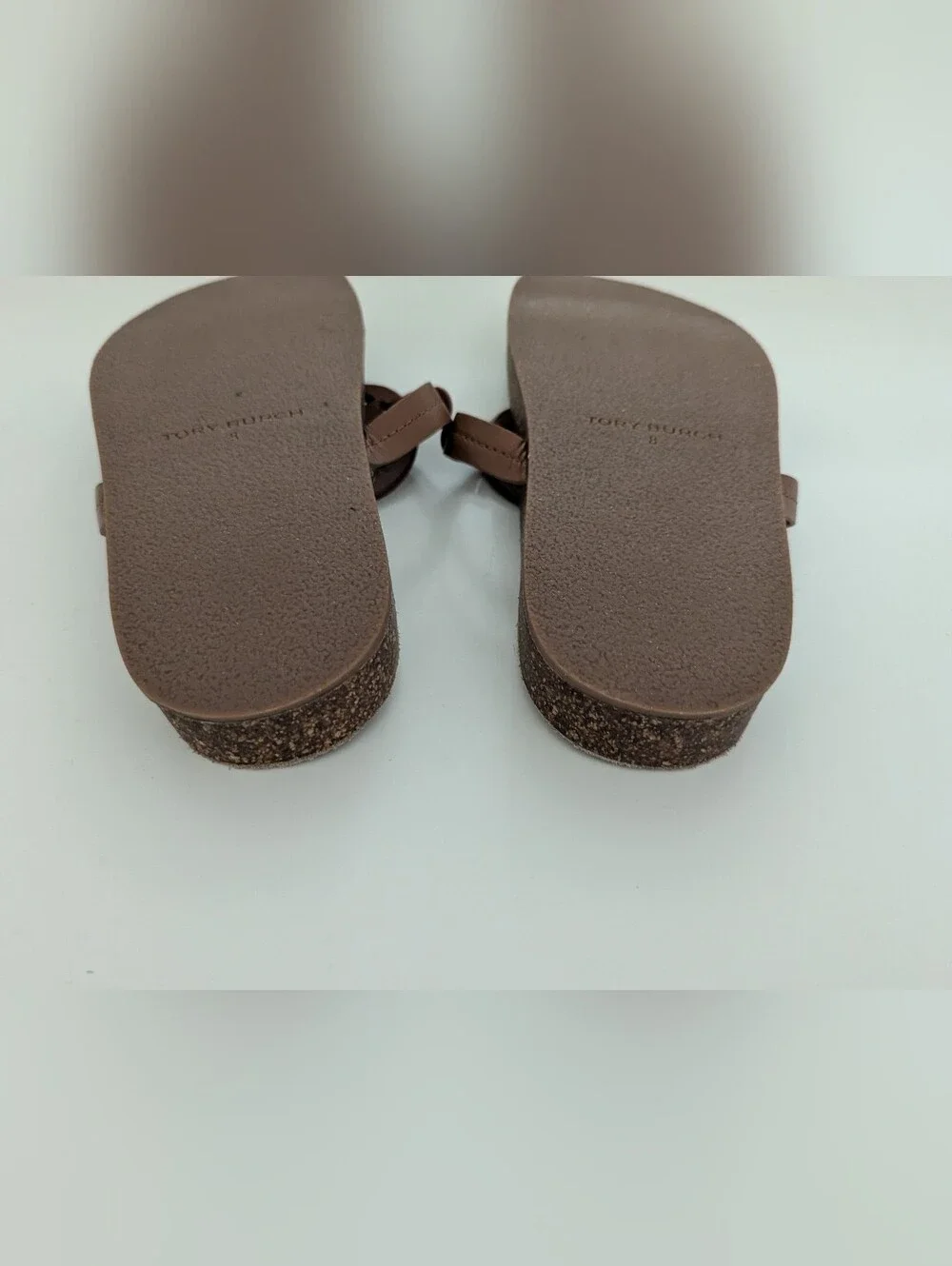 GUC! Tory Burch Miller Cloud Sandal In Brown Leather Natural Size 8